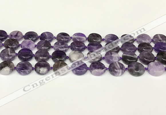 CNA1120 15.5 inches 14mm flat round dogtooth amethyst beads