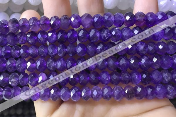 CNA1134 15.5 inches 6*8mm faceted rondelle amethyst gemstone beads