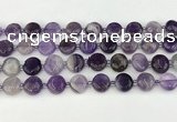 CNA1186 15.5 inches 12mm flat round amethyst beads wholesale