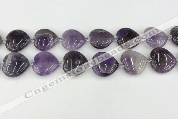 CNA1190 15.5 inches 20*20mm heart amethyst beads wholesale