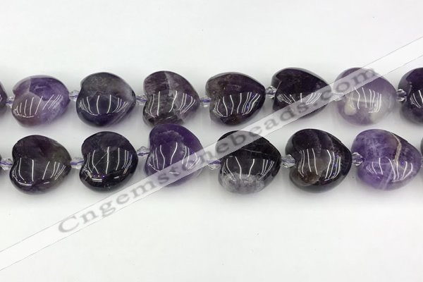 CNA1191 15.5 inches 20*20mm heart amethyst beads wholesale