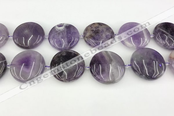 CNA1196 15.5 inches 40mm flat round amethyst beads wholesale