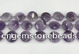 CNA1204 15.5 inches 20mm faceted coin amethyst beads wholesale