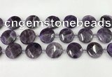 CNA1205 15.5 inches 20mm faceted coin amethyst gemstone beads