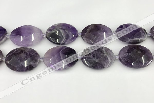 CNA1209 15.5 inches 30*40mm faceted oval amethyst gemstone beads