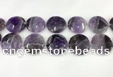 CNA1212 15.5 inches 40mm faceted coin amethyst gemstone beads