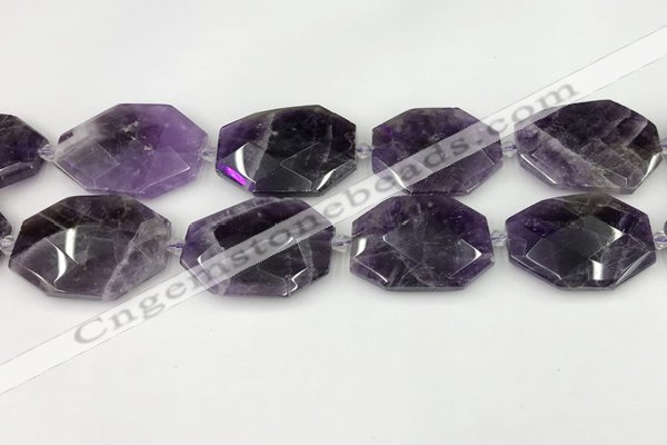 CNA1213 15.5 inches 25*35mm - 30*40mm faceted freefrom amethyst beads