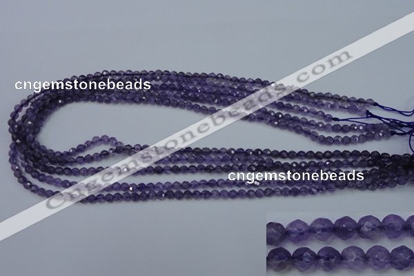 CNA250 15.5 inches 4mm faceted round natural amethyst beads