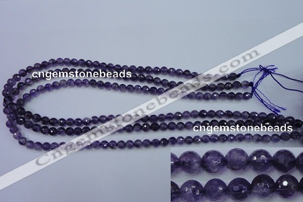 CNA251 15.5 inches 6mm faceted round natural amethyst beads