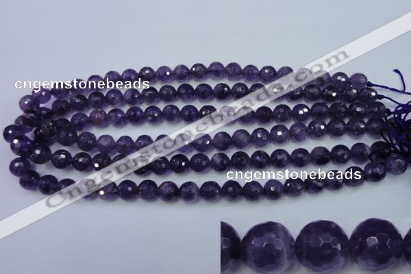 CNA253 15.5 inches 10mm faceted round natural amethyst beads