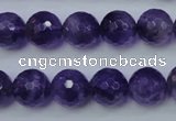 CNA254 15.5 inches 12mm faceted round natural amethyst beads