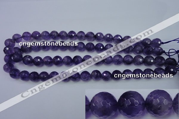 CNA254 15.5 inches 12mm faceted round natural amethyst beads