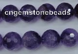 CNA255 15.5 inches 14mm faceted round natural amethyst beads