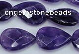 CNA264 15.5 inches 18*25mm faceted flat teardrop natural amethyst beads