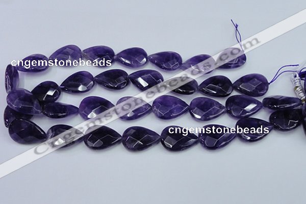 CNA264 15.5 inches 18*25mm faceted flat teardrop natural amethyst beads