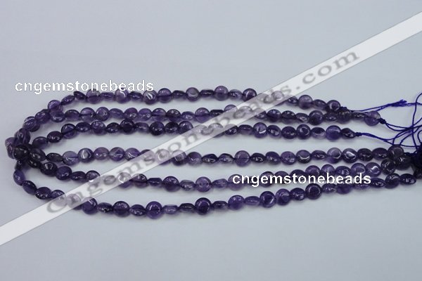 CNA266 15.5 inches 8mm flat round natural amethyst beads wholesale