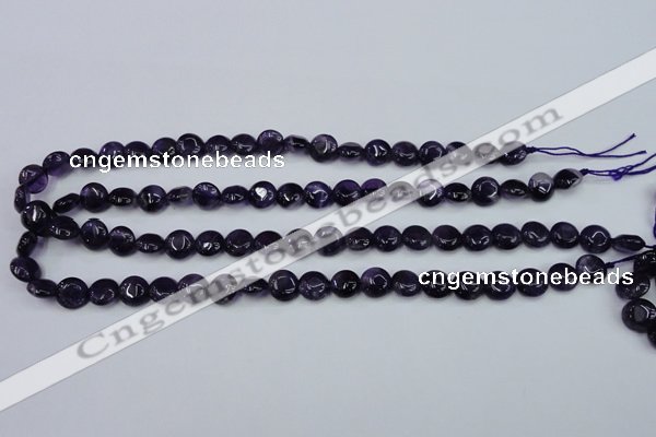 CNA267 15.5 inches 10mm flat round natural amethyst beads wholesale