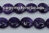 CNA269 15.5 inches 14mm flat round natural amethyst beads wholesale