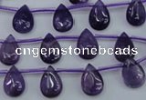 CNA288 Top-drilled 8*12mm flat teardrop natural amethyst beads