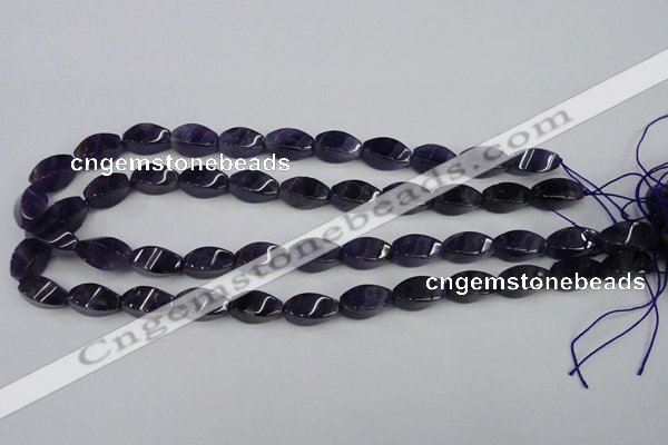 CNA291 15.5 inches 8*16mm twisted rice natural amethyst beads