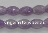 CNA315 15.5 inches 10*14mm faceted rice natural lavender amethyst beads