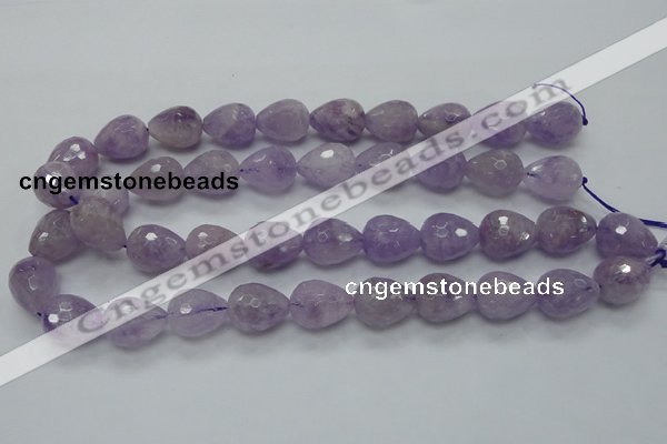 CNA319 15.5 inches 15*20mm faceted teardrop natural lavender amethyst beads