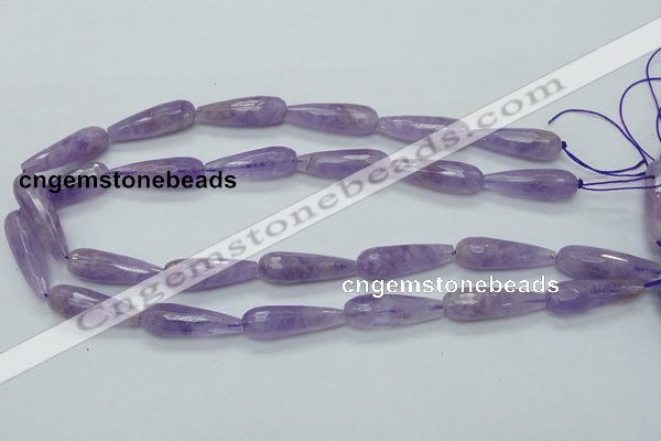 CNA320 15.5 inches 10*30mm faceted teardrop natural lavender amethyst beads