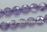 CNA321 15.5 inches 10mm faceted coin natural lavender amethyst beads