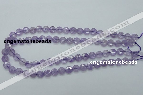 CNA321 15.5 inches 10mm faceted coin natural lavender amethyst beads