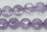 CNA322 15.5 inches 12mm faceted coin natural lavender amethyst beads