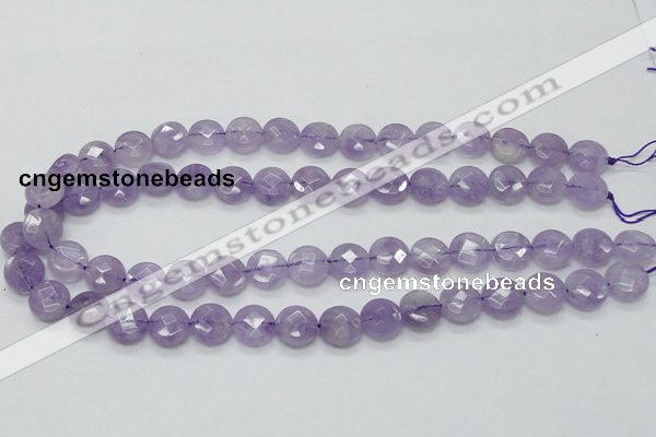 CNA322 15.5 inches 12mm faceted coin natural lavender amethyst beads