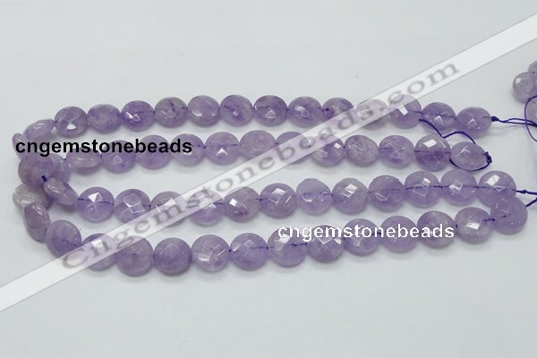 CNA323 15.5 inches 14mm faceted coin natural lavender amethyst beads