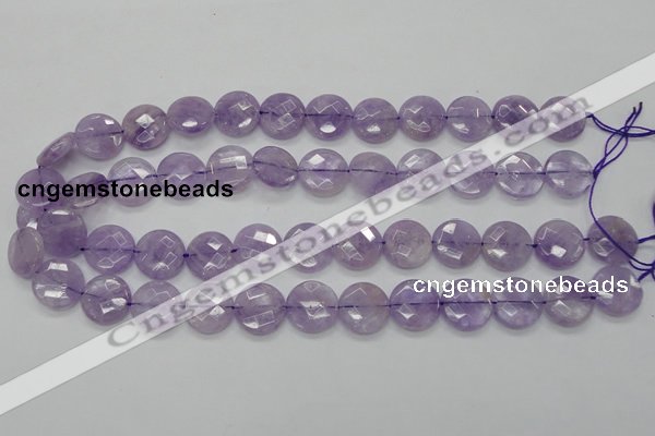 CNA324 15.5 inches 16mm faceted coin natural lavender amethyst beads