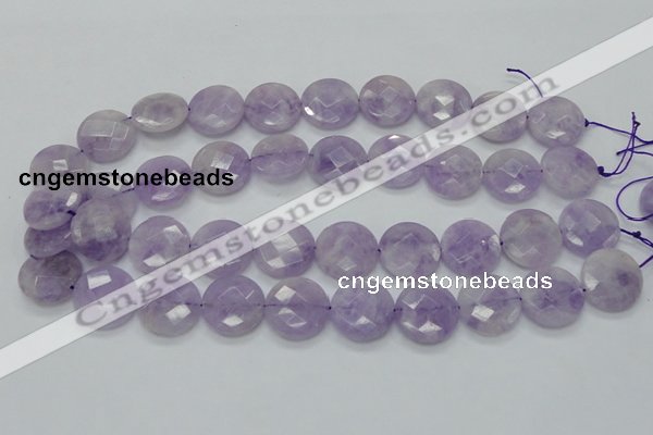 CNA325 15.5 inches 20mm faceted coin natural lavender amethyst beads