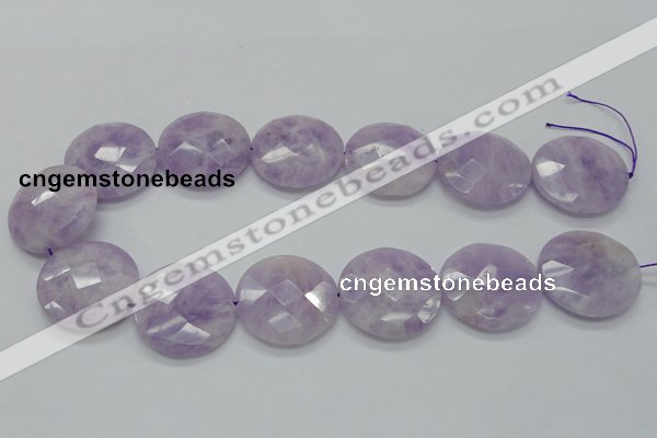 CNA326 15.5 inches 30mm faceted coin natural lavender amethyst beads