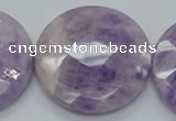 CNA327 15.5 inches 40mm faceted coin natural lavender amethyst beads