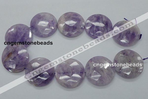 CNA327 15.5 inches 40mm faceted coin natural lavender amethyst beads