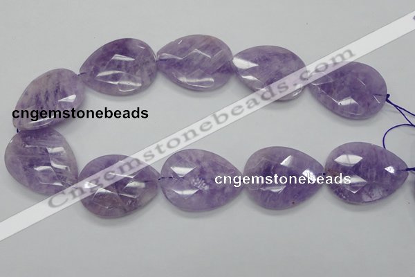 CNA338 30*40mm faceted teardrop natural lavender amethyst beads