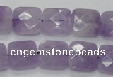 CNA340 15.5 inches 15*15mm faceted square natural lavender amethyst beads