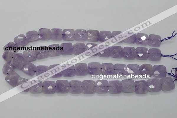 CNA340 15.5 inches 15*15mm faceted square natural lavender amethyst beads