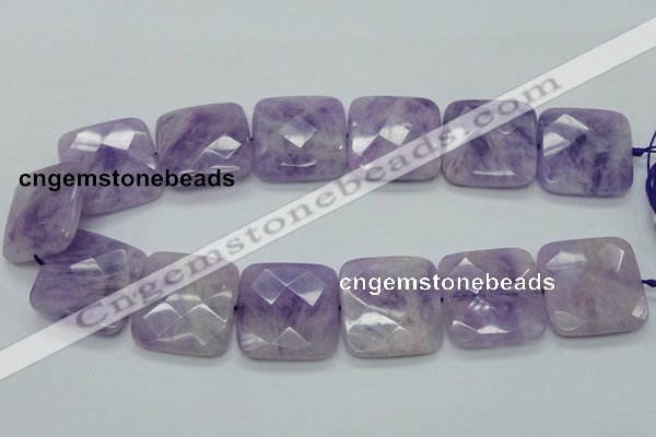 CNA342 15.5 inches 30*30mm faceted square natural lavender amethyst beads