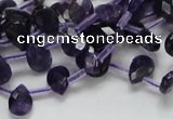 CNA38 15.5 inches 7*10mm faceted briolette grade A natural amethyst beads