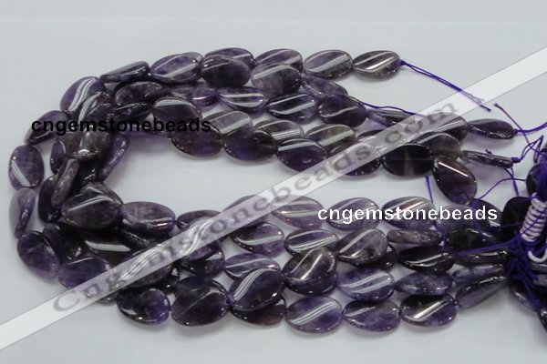 CNA43 15.5 inches 15*20mm twisted oval grade A natural amethyst beads