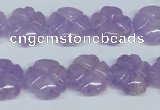 CNA435 15.5 inches 15mm carved flower natural lavender amethyst beads