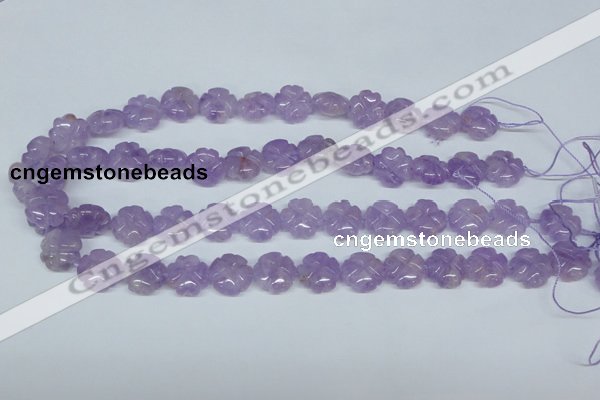 CNA435 15.5 inches 15mm carved flower natural lavender amethyst beads