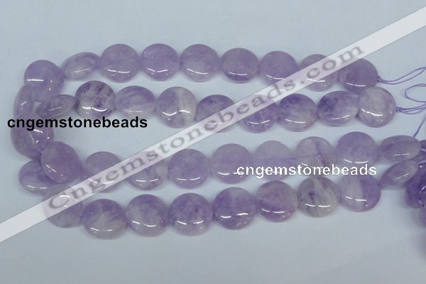 CNA437 15.5 inches 22mm flat round natural lavender amethyst beads