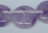 CNA438 15.5 inches 25mm flat round natural lavender amethyst beads