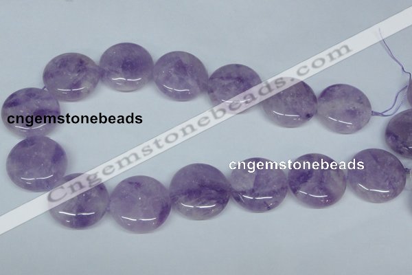 CNA438 15.5 inches 25mm flat round natural lavender amethyst beads