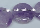 CNA439 15.5 inches 30mm flat round natural lavender amethyst beads