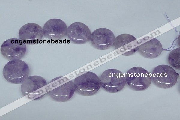 CNA439 15.5 inches 30mm flat round natural lavender amethyst beads